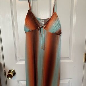 NWTS No Boundaries Pleated Mini Dress Rust & Blue Ombré sz XL